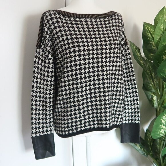 Liu Jo Black & White Houndstooth Knit Longsleeve Sweater, Pullover Size Small S - Picture 9 of 16